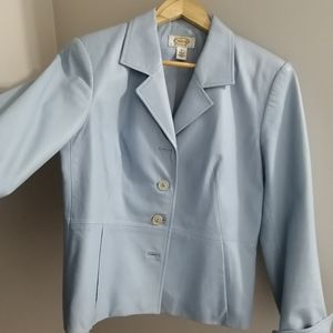 Blue Leather Blazer (Petite)